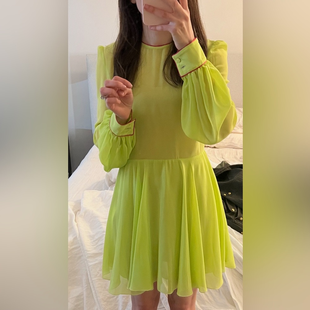 Giamba Lime Green Silk Dress